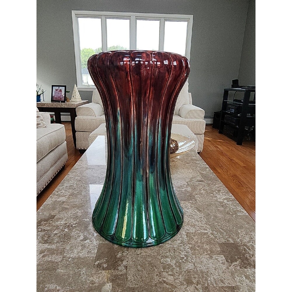 Majolica Pink, Green And Brown Jardinere Planter Base